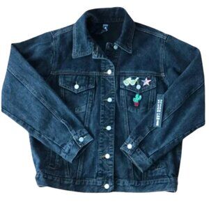 NWT Design Lab Blue Denim Jacket Appliqués Sz S/P Lord & Taylor Jean Jacket Coat